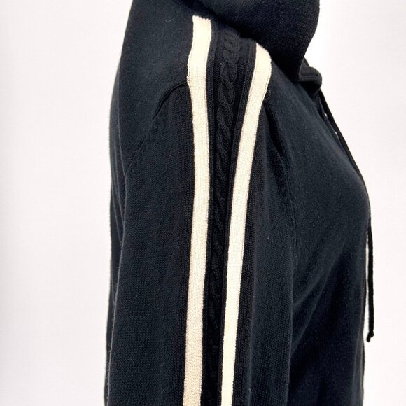 Vtg Izod Zip UP Cardigan Sweater Womens PXL Black Hood Cable Knit Coastal Preppy - Picture 3 of 7
